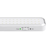 Luz LED de emergencia de máxima eficiencia, hasta 6 horas de autonomía con su batería recargable Li-ion, control de intensidad y test. Luz blanca y dos modos de intensidad lumínica. Incorpora 60 led SMD2835. Luz para señalización de salidas, puertas, ascensores, zonas de paso o comunes.