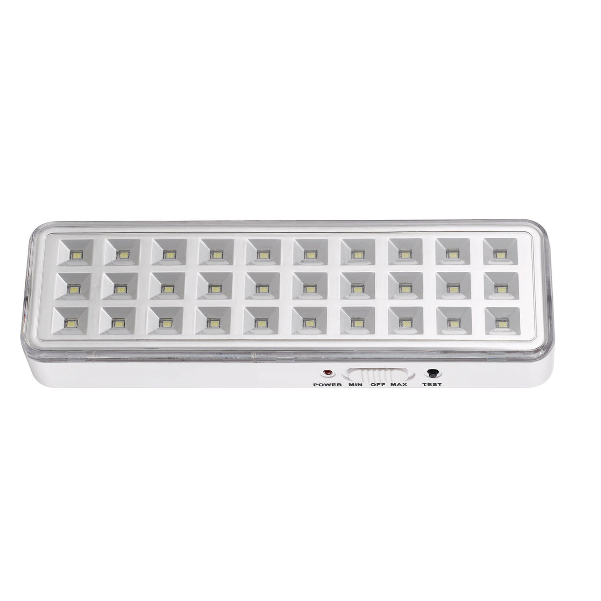 Luz LED de emergencia de máxima eficiencia, hasta 3 horas de autonomía con su batería recargable Li-ion, control de intensidad y test. Incorpora 30 led SMD2835. Luz para señalización de salidas, puertas, ascensores, zonas de paso o comunes.