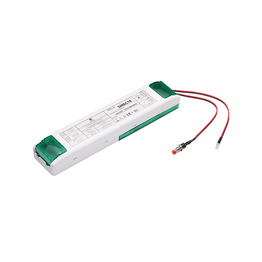 Módulo de emergencia con batería recargable y sustituible de Litio de gran capacidad que proporciona energía en caso de fallo eléctrico para luminarias Led de 3 a 55W con un 30% de potencia en caso de fallo en el suministro de electricidad. Salida voltaje DC 9-80V