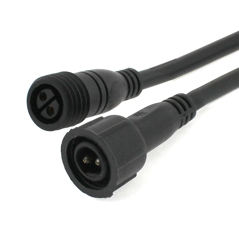 Cables conexión (macho y hembra) de 2 Pinx0,75mm, 20cm, con protección IP67, color negro.