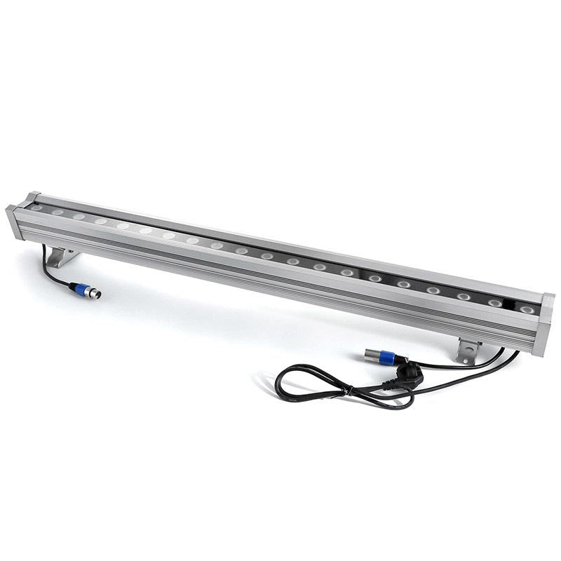 Proyector lineal profesional de alta potencia RGB+W+A con control DMX512 inalámbrico y panel de control incorporado. Para la iluminación creativa de escenarios y proyección de luz en paredes y fachadas. Ideal para el realce de objetos, artes, escénicas, construcciones históricas, museos. 