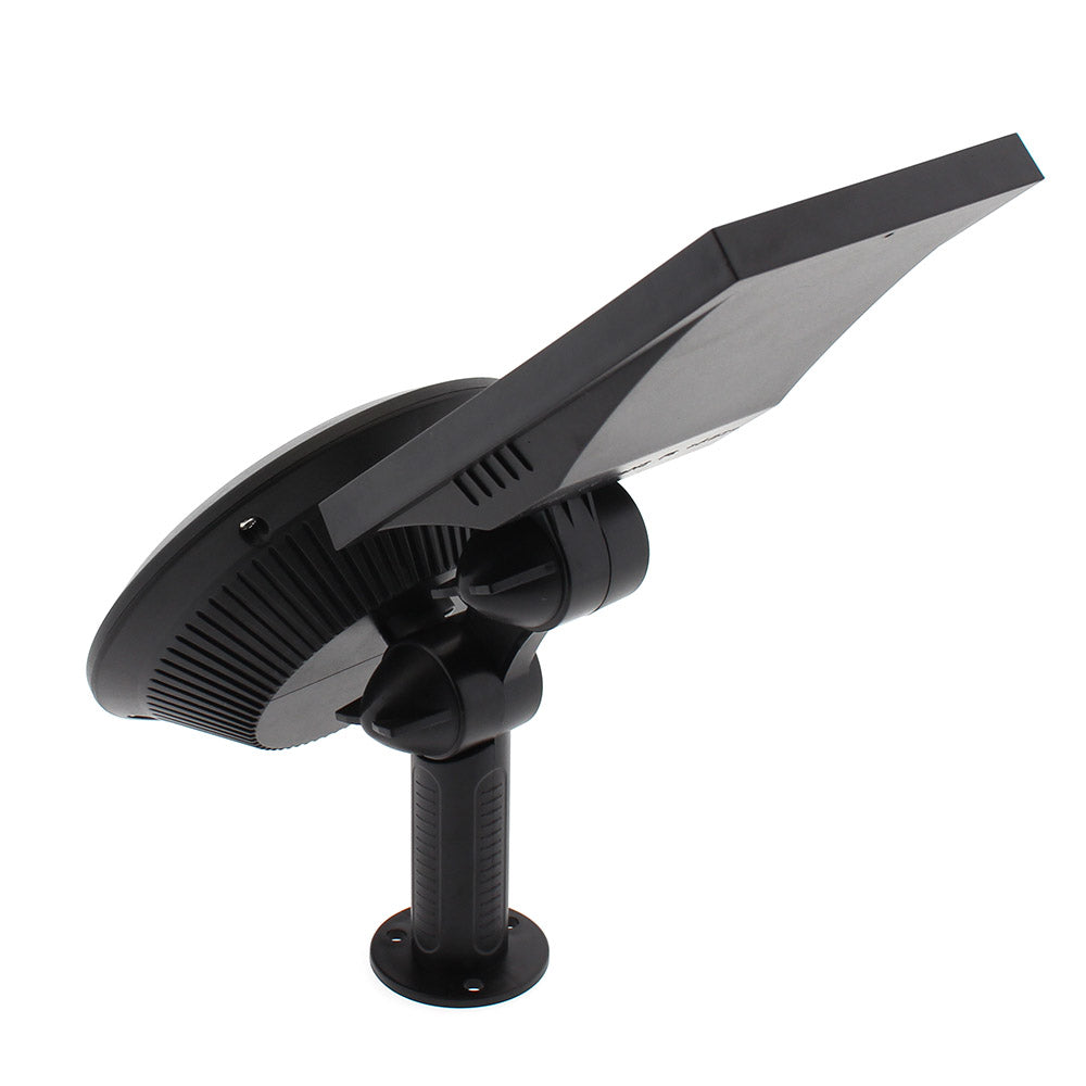 Foco de jardín con 5W de potencia y placa LED solar con batería integrada. Ideal para jardines, patios, caminos, bordes, estanques, entradas. etc. Con selector de color de luz blanco cálido o frío y sensor crepuscular.