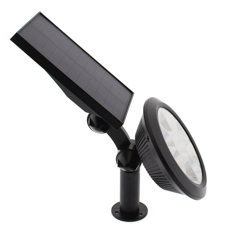 Foco de jardín con 5W de potencia y placa LED solar con batería integrada. Con selector de color estático o dinámico y sensor crepuscular.. Ideal para jardines, patios, caminos, bordes, estanques, entradas. etc. 