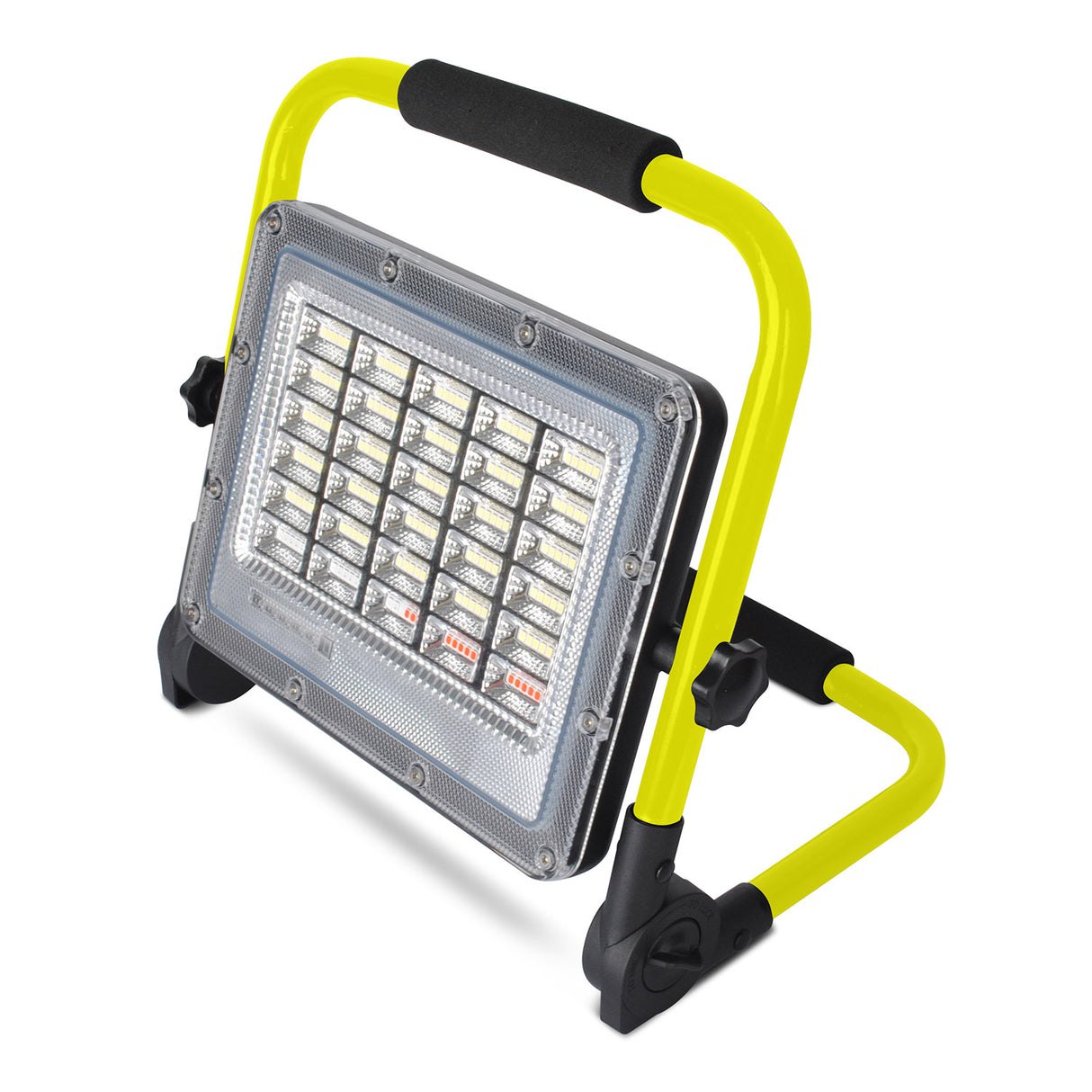 Proyector led portátil profesional de alta luminosidad con batería de litio recargable tipo Life-PO4 y soporte. Proporciona una luz blanca potente, además dispone de opción de emergencia RB para señalización. Iluminación eficaz en cualquier situación.