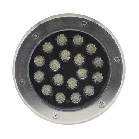 Baliza Led para empotrar en suelos en exterior. Foco Led de 18W de potencia de bajo consumo para la ambientación de cualquier espacio exterior. Alto índice de reproducción cromática (CRI) y fuerte grado de protección IP67. Ideal para la instalación en suelos de terrazas, jardines, caminos.