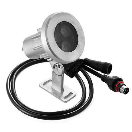 Foco LED profesional RGB de exterior de alta potencia y tamaño reducido con control DMX. Alto índice de reproducción cromática (CRI) y fuerte grado de protección IP68.