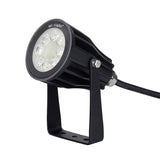 Foco proyector orientable de exterior LED con estaca para su fijación al suelo. Con alimentación AC220V. Altas prestaciones y gran resistencia (IP65). Ofrece máximo control y amplias posibilidades de decoración con luz RGB y luz blanca ajustable desde 2700K a 6500K.