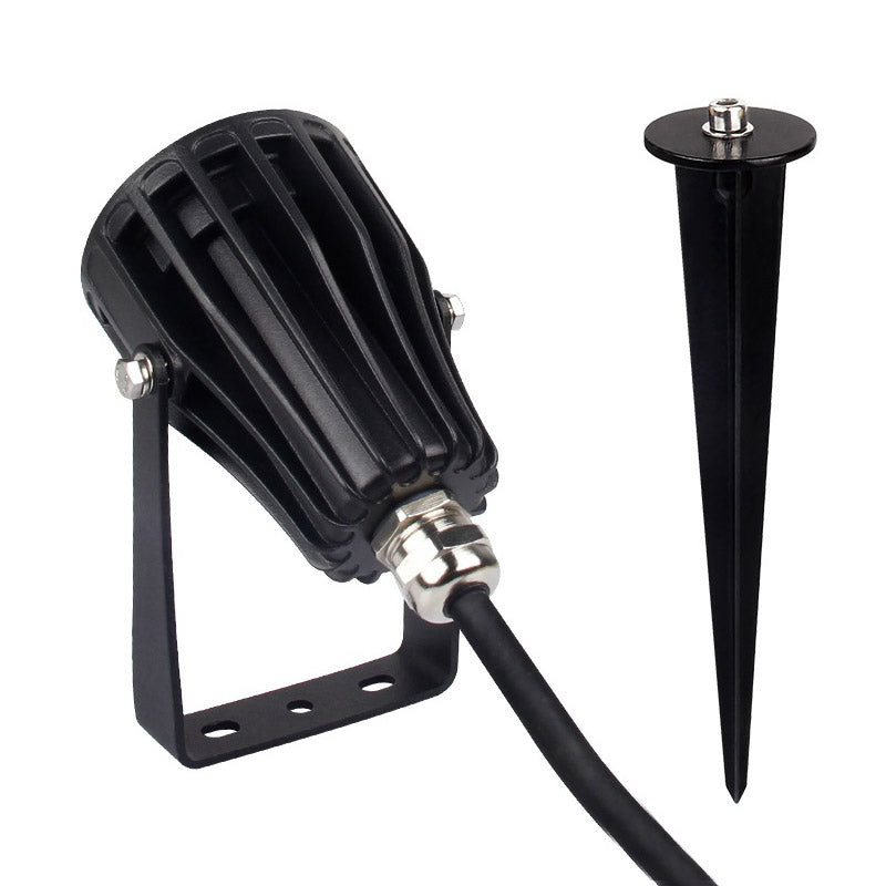 Foco proyector orientable de exterior LED con estaca para su fijación al suelo. Con alimentación AC220V. Altas prestaciones y gran resistencia (IP65). Ofrece máximo control y amplias posibilidades de decoración con luz RGB y luz blanca ajustable desde 2700K a 6500K.