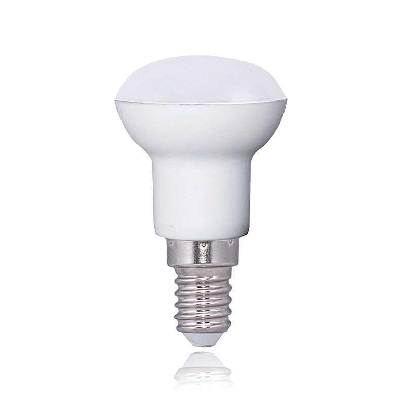 Bombilla LED tipo R39 con acabado frost para casquillos convencionales E14. Ahorro de hasta el 90% en su consumo de luz.