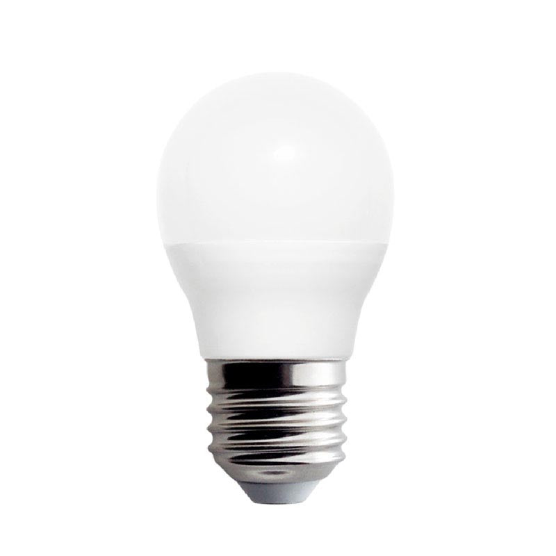 Bombilla LED para casquillos o bases convencionales E27 de reducidas dimensiones, G45, con chip led Samsung SMD5730. Alta potencia lumínica, ahorro de hasta el 90% en su consumo de luz.