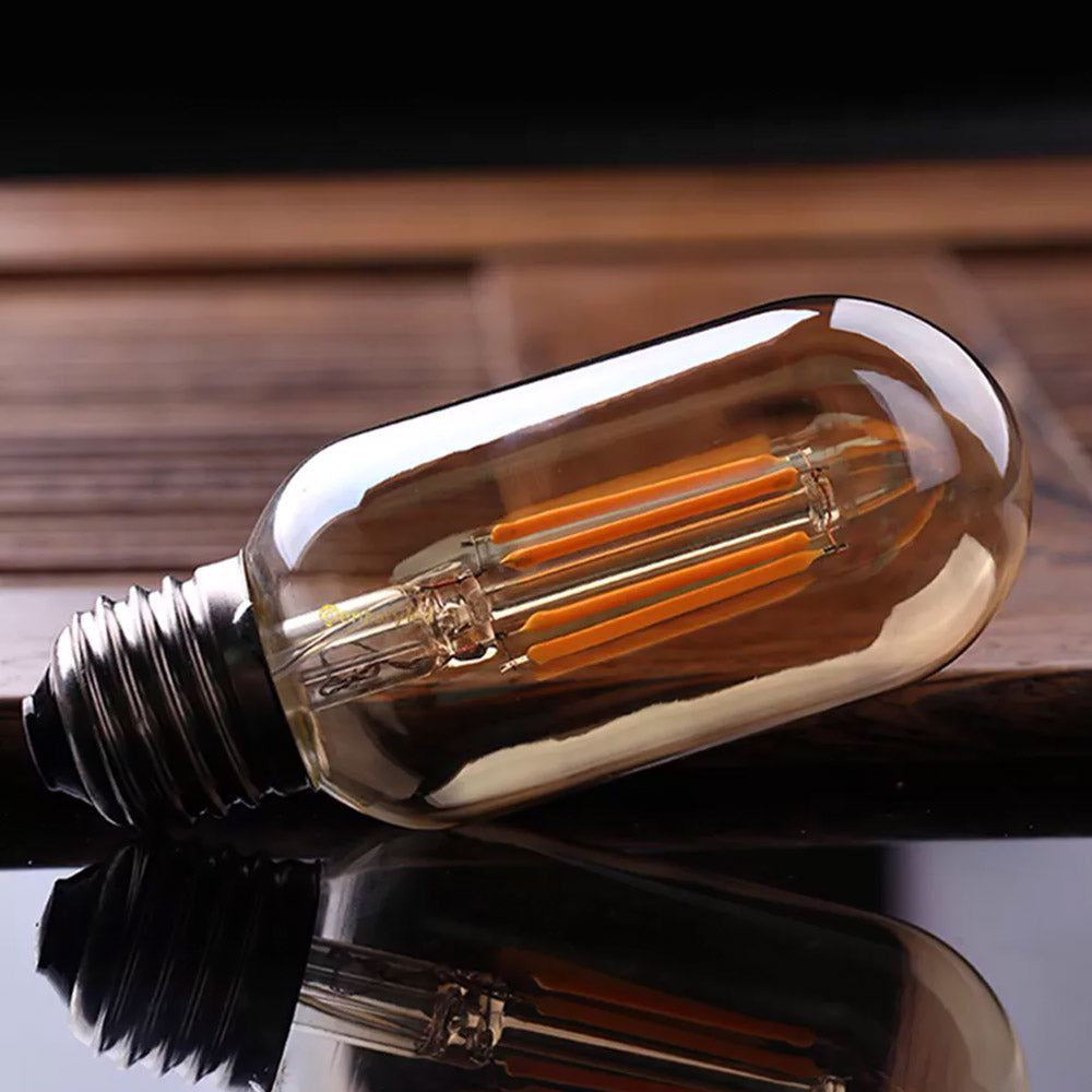 La Bombilla LED E27 Filamento Gold T45 de 4W de potencia es perfecta para actualizar nuestras bombillas sin perder la estética retro.