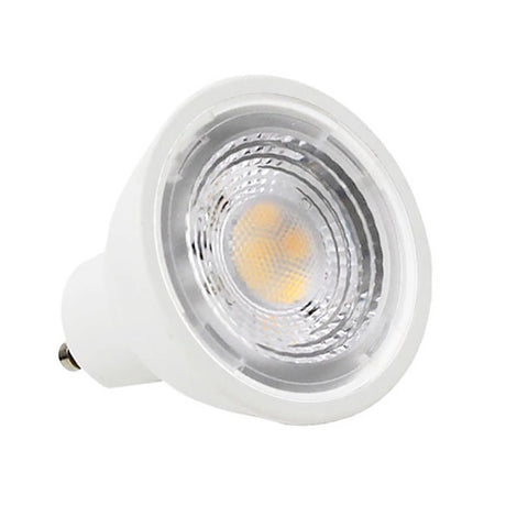 Bombilla LED tipo dicróica de base GU10 de alta potencia lumínica El reemplazo perfecto para halógenos de las vitrinas y escaparates. Ahorro de hasta el 90% en su consumo de luz