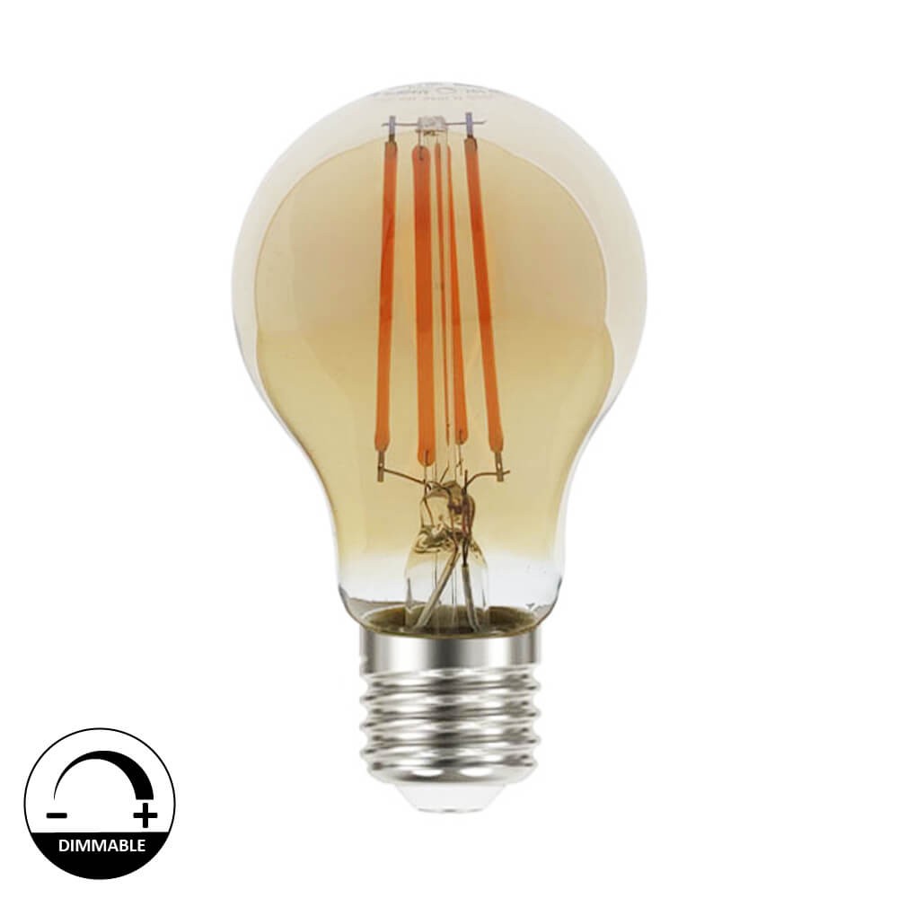 La Bombilla LED E27 Filamento Gold A60 de 8W de potencia es perfecta para actualizar nuestras bombillas sin perder la estética retro.