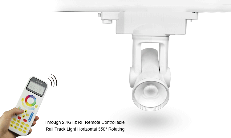 ALPHA LITE es un foco LED RGB+CW para carril trifásico con múltiples opciones de control de movimiento y de iluminación por control remoto o WiFi mediante App gratuita para smartphone o tablet Apple y/o Android.