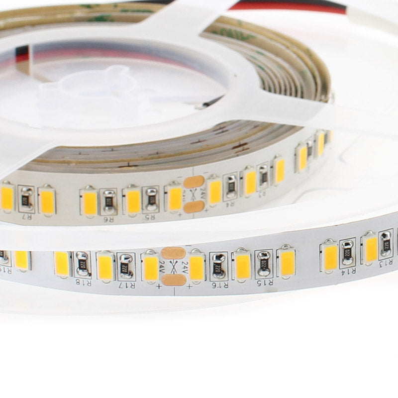 Tira LED con el nuevo Chip Samsung con 120led/metro de alta potencia lumínica SMD5630 y doble PCB de 12mm para una mejor disipación del calor. Incorpora cinta adhesiva 3M 300LSE para colocar la tira en cualquier superficie. Tira de 5 metros.