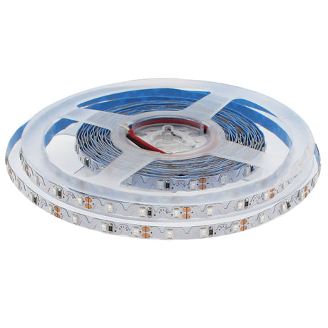 Rollo de tira LED monocolor de 5 metros (72 Leds/metro) especialmente indicado para la adaptarse a cualquier contorno, permite hacer curvas y angulos de 90 grados gracias a su PCB de solo 6mm de ancho en forma de Zig-Zag. Chip SMD2835 de bajo consumo. Material flexible adaptable a cualquier superficie. En el dorso cuenta con un potente adhesivo 3M para colocar la tira en cualquier superficie.