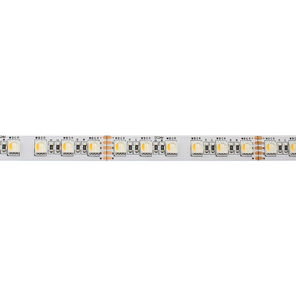 Tira LED RGB+W equipada con el nuevo chip OSRAM de alta densidad con 96 leds (4 en 1) por metro, incluye en cada chip RGB+blanco ofreciendo una luminosidad más uniforme y potente. Ofrece la emisión de cualquier color y una altísima luminosidad gracias a su chip de color blanco. Las tiras LED RGB+W son autoadhesivas y son ideales para crear efectos ambientales decorativos. Con funda de silicona y protección contra el agua IP67. Incluye en el reverso de la tira led cinta adhesiva 3M 300LSE para tiras waterpro