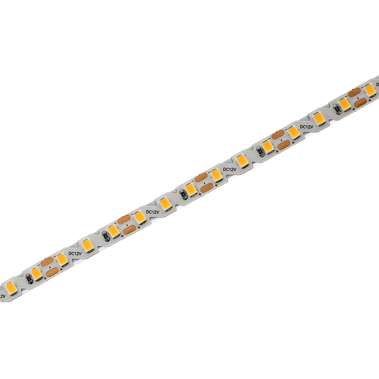 Rollo de tira LED monocolor de 5 metros (120 Leds/metro) especialmente indicado para la adaptarse a cualquier contorno, permite hacer curvas y ángulos de 90 grados gracias a su PCB de solo 6mm de ancho en forma de Zig-Zag. Chip SMD2835 de bajo consumo. Material flexible adaptable a cualquier superficie. En el dorso cuenta con un potente adhesivo 3M para colocar la tira en cualquier superficie.