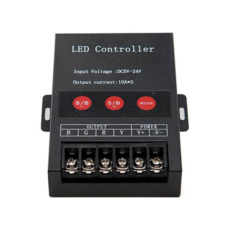 Controlador RGB para Pixel LED de bajo voltaje. Permite seleccionar colores estáticos o seleccionar entre varios efectos programados.