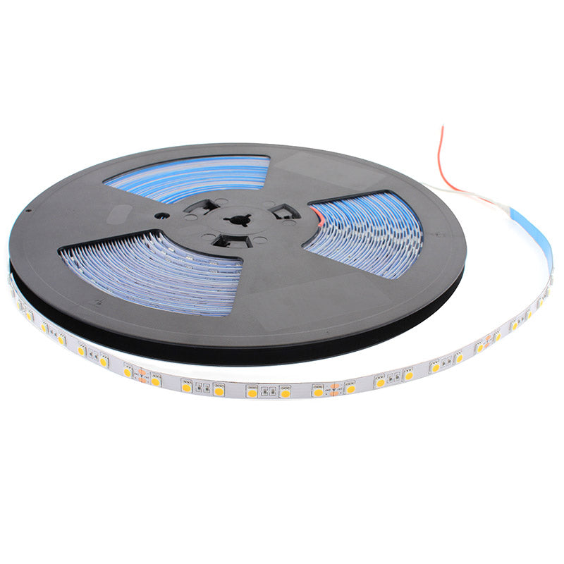 Tira LED de 20 metros de longitud con alimentación DC24V con el nuevo Chip Epistar de alta potencia lumínica SMD5050. Incorpora cinta adhesiva 3M 300LSE de alta adherencia para colocar la tira en cualquier superficie. Para instalaciones profesionales donde se requiera largas tiradas sin caídas de tensión y altas prestaciones.