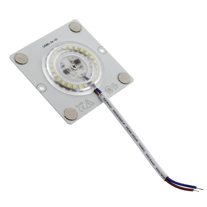 Módulo LED de 10W conexión directa a red 220v, no necesita fuente de alimentación. Diodo SMD3030. Esta nueva tecnología contiene CI (Circuito Integrado) con protección a temperatura y sobretensiones de hasta 700V.  Regulable TRIAC