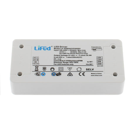 LED DRIVER de LIFUD. Corriente Constante y entrada de control 0-10V con certificación TUV especialmente diseñado para la regulación de focos led (proyectores led, luminarias led de farolas, campanas industriales y similares) proporciona una gran economía y eficiencia.