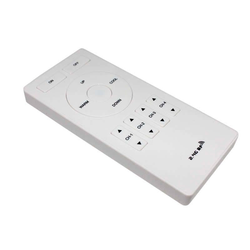 Mando a distancia RF con botonera para un control total de las tiras led monocromo Led WiFi. Controla el encendido de cuatro zonas diferentes, intensidad y color de luz. Compatible con tiras monocolor y blanco dual.