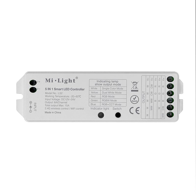 Control para cualquier tipo de tira led RGB+CCT, RGBW, RGB, CCT DUAL y MONO. En combinación del mando a distancia LD1051363 permite controlar hasta 8 zonas diferentes. Con autosincronización, transmite los comandos recibidos al resto de controladores a su alcance (30m) aumentando significativamente la distancia de la instalación. 