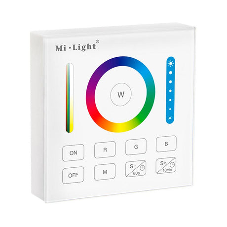 Control remoto de pared con pantalla de cristal táctil de gran precisión para un control profesional de tiras led RGB + CCT blanco dual.