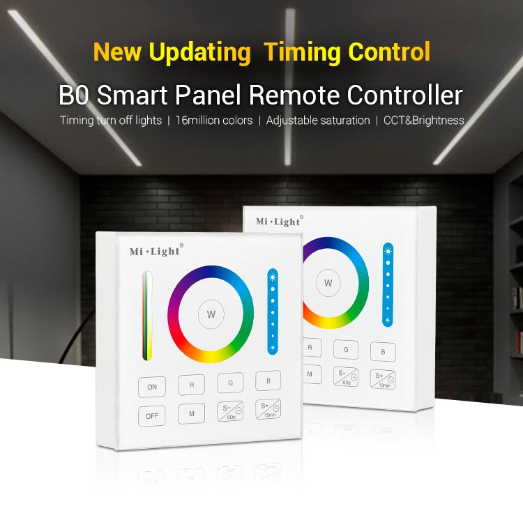 Control remoto de pared con pantalla de cristal táctil de gran precisión para un control profesional de tiras led RGB + CCT blanco dual.