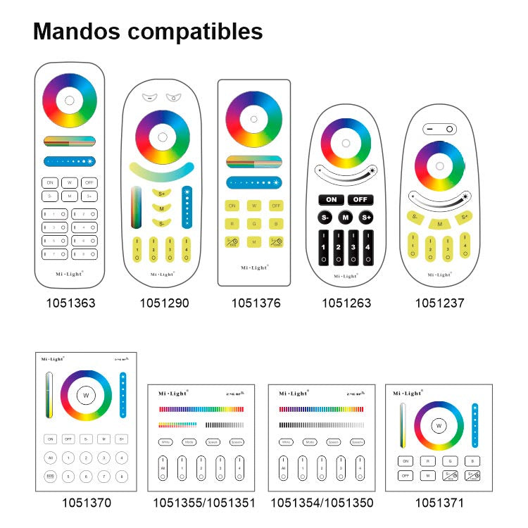 Controlador RGB de última generación. Puedes controlar las tiras led RGB a través de su control táctil, a través de conectividad WiFi mediante APP a través del smartphone y compatible con Alexa (el control por voz de Amazon). Compatible con los demás mandos RF de MyLight. Programación de grupos, tiempos de encendido/apagado. Un nuevo concepto de controladores profesionales para el control de cualquier tipo de tiras o luminarias led RGB.