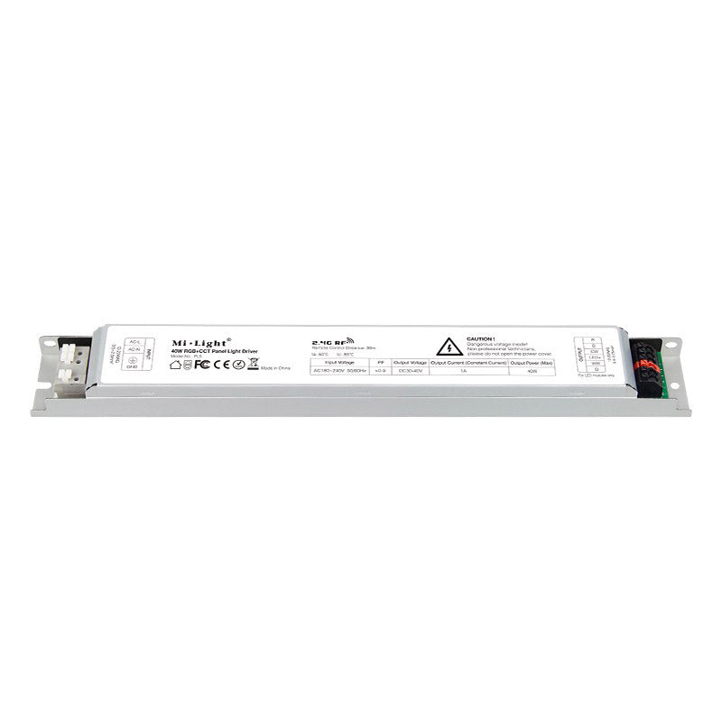 Controlador RGB+CCT específico para paneles LED. En combinación con un mando a distancia permite regular la intensidad, color y temperatura, apagado/encendido de un panel led. Con un mismo mando es posible controlar todos los controladores a su alcance.