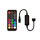 Kit que incluye controlador y mando a ditancia RF para tiras LED RGB. Su mando a distancia de cuidado diseño y múltiples funciones: encendido/apagado, regulación de color de luz, intensidad, efectos, etc.