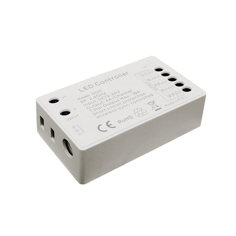 Controlador RF de altas prestaciones y reducidas dimensiones para cualquier tipo de tira led RGBW, RGB, CCT DUAL y MONO.  En combinación con el mando a distancia LD1051530 permite controlar todos los parámetros de las tiras led conectadas.