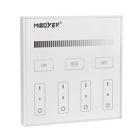 Master DMX512 y soporte RDM, 1Ch monocolor. Permite el control de hasta 4 zonas de forma independientes o conjunta. Con emisor de comandos RF para control con mando a distancia y WiFi APP (opcional).