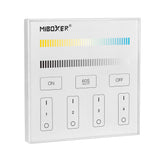 Master DMX512 y soporte RDM, CCT (blanco dual). Permite el control de hasta 4 zonas de forma independientes o conjunta. Con emisor de comandos RF para control con mando a distancia y WiFi APP (opcional).