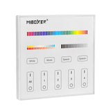 Master DMX512 y soporte RGB+CCT, RGBW. Permite el control de hasta 4 zonas de forma independientes o conjunta. Con emisor de comandos RF para control con mando a distancia y WiFi APP (opcional).