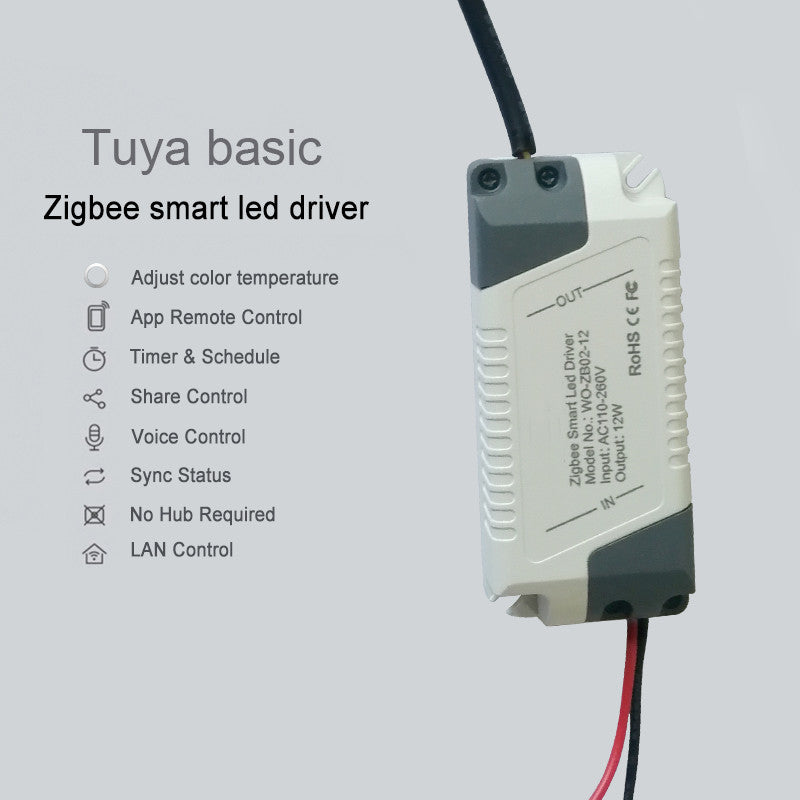 El driver inteligente Zigbee es un controlador que proporciona a los usuarios un control inteligente de las luces led conectas. Es un interruptor de encendido por control remoto que se puede conectar a una amplia gama de dispositivos ZigBee compatibles.