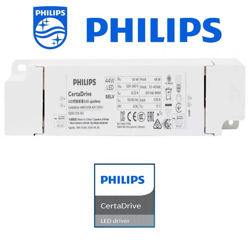 LED DRIVER de PHILIPS. Corriente Constante con certificación TUV especialmente diseñado para la alimentación de paneles y luminarias led, proporciona una gran economía y eficiencia.