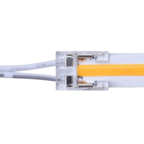 Cable de 15cm con dos conectores de unión transparente rápido sin soldadura para tiras COB Y SMD no estancas IP20 con PCB (ancho) de 10mm.