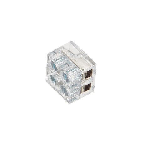 Conector con tornillos para unir las tiras led SMD / COB no estancas IP20, IP44 o IP65 con PCB (ancho) de 8mm al cable de conexión de alimentación. Una forma fácil y sencilla de conexión de las tiras led.