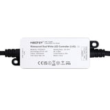 Control profesional con protección IP66 para tiras LED blanco dual CCT. Dimmer RF 2.4G para variar la intensidad y temperatura de color de la luz que emiten las tiras LED por control remoto. 