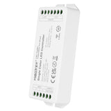 Controlador 2 en 1, para tiras monocolor y CCT o blanco dual. Con tecnología inalámbrica de 2.4GHz de bajo consumo, transmisión de señal de 30m y anti-interferencias. Con transmisión y sincronización automática. Soporte de dimmer con pulsador. Con salida DC12-48V, 20A. Puede controlar 4 zonas distintas. Compatible con un amplio catálogo de mandos a distancia.