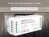 Controlador 2 en 1, para tiras monocolor y CCT o blanco dual. Con tecnología inalámbrica de 2.4GHz de bajo consumo, transmisión de señal de 30m y anti-interferencias. Con transmisión y sincronización automática. Soporte de dimmer con pulsador. Con salida DC12-48V, 20A. Puede controlar 4 zonas distintas. Compatible con un amplio catálogo de mandos a distancia.