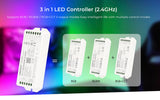 Controlador 3 en 1, controla tiras RGB / RGBW o RGB+CCT con el mismo controlador. Hasta 4 zonas diferentes de tiras led con una potencia de 20A (10A por canal). Con auto-transmisión entre los demás controladores con lo que se consiguen distancias sin límites y compatible con una amplia gama de mandos a distancia RF de mano, pared, APP, Wifi, Amazon Alexa y Google Assistant. Compatible con transmisor DMX. Con salida DC12-48V, 20A.