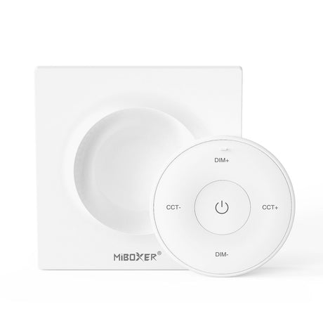 Mando de superficie con sujección magnética y control táctil de gran calidad y cuidado diseño. Ideal para el control de la intensidad de las tiras Led monocolor y CCT. Se puede encender/apagar, ajustar el brillo y efecto noche a través del panel táctil. Compatible con todos los controladores dimming de MyLight. Se alimenta con pila CR2032 y es posible ponerlo en cualquier superficie sin necesidad de empotrar.