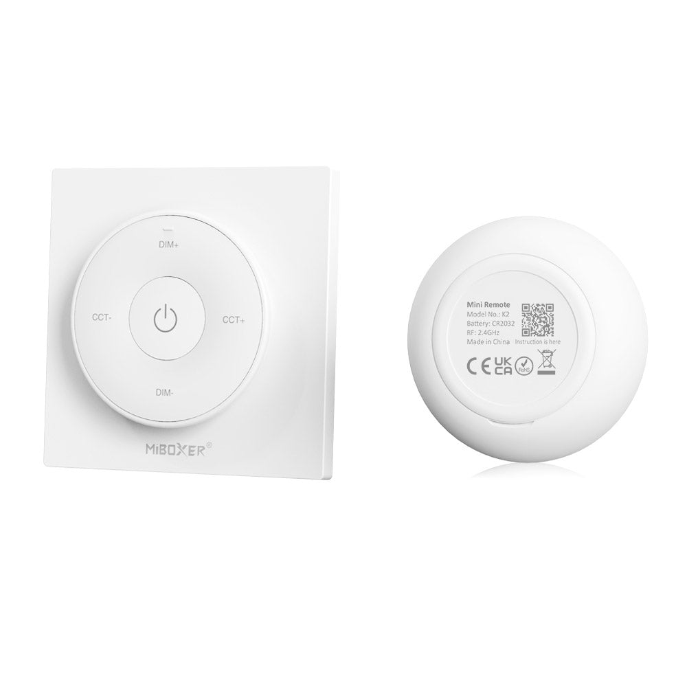 Mando de superficie con sujección magnética y control táctil de gran calidad y cuidado diseño. Ideal para el control de la intensidad de las tiras Led monocolor y CCT. Se puede encender/apagar, ajustar el brillo y efecto noche a través del panel táctil. Compatible con todos los controladores dimming de MyLight. Se alimenta con pila CR2032 y es posible ponerlo en cualquier superficie sin necesidad de empotrar.