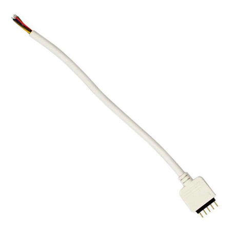 Cable con conector Macho de 5 pin para la conexión directa de una tiras LED multicolor RGBW. Tiene una longitud de 15 cm.