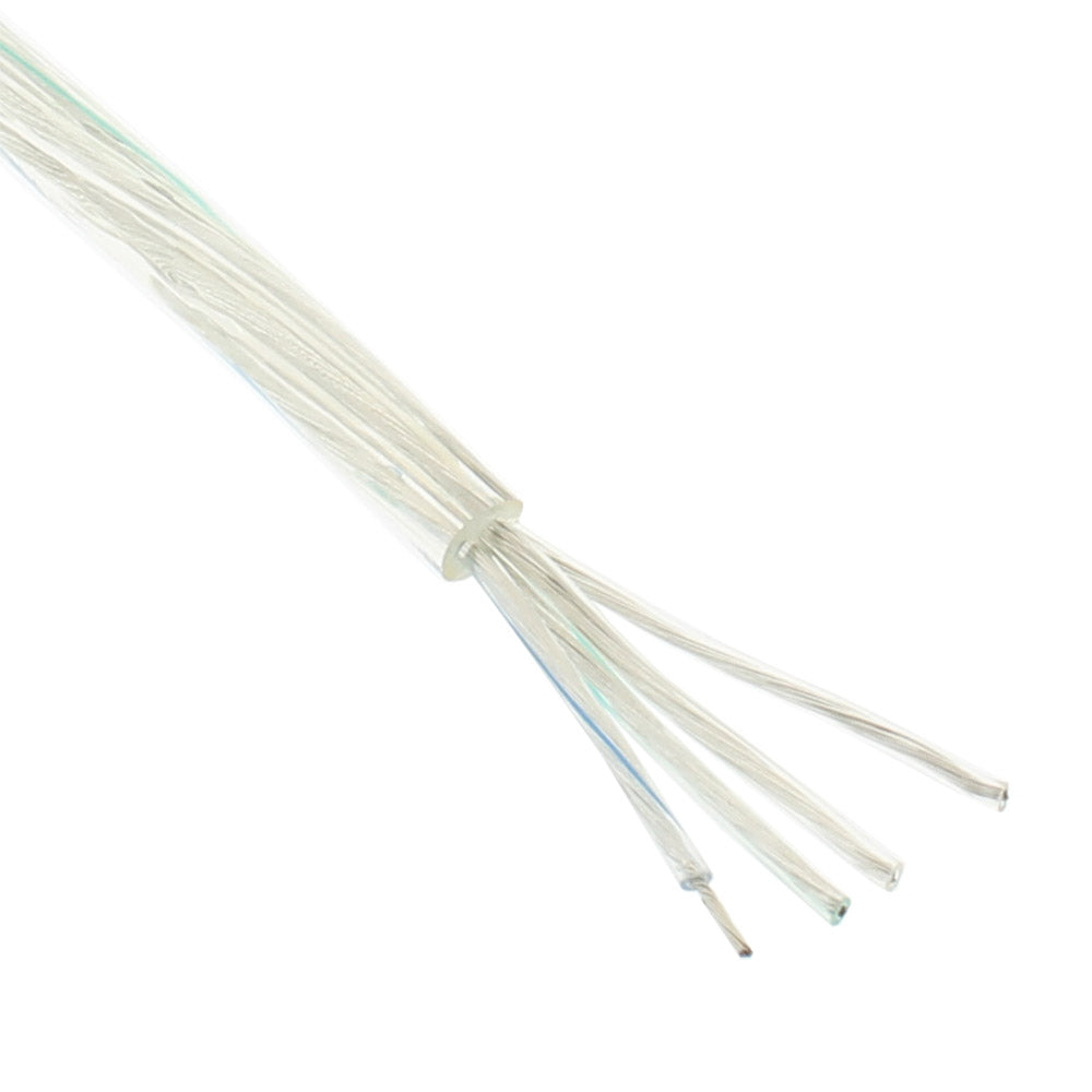 Cable eléctrico con cubierta transparente de 4 hilos (cubierta transparente e hilo de color) x 0.50mm para conexiones de tiras RGB.