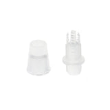 Pieza para aprisionar el cable fabricado en plástico transparente o el cable redondo de 2 hilos para colgar luminarias led. Ideal para descolgar perfiles led. Con diámetro de tuerca exterior de Ø 10mm y diámetro  interior para el paso de cable de Ø 5mm